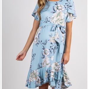 Pinkblush Blue Floral Wrap Dress